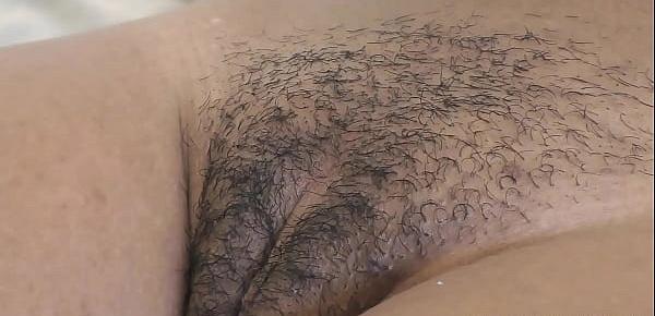  Very close up ebony pussy creampied by BWC